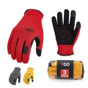 Vgo... 3-Pairs Synthetic Leather Work Gloves, Multi-Purpose Light Duty Work G...