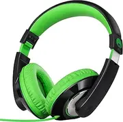 Rockpapa Comfort Kids Headphones, Over Ear Head Phones Childrens Wired with Adjustable Headband, Foldable, Stereo Sound, Wired Headphones for Kids Girls Teens Adults (Green)