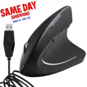 Ergonomic LED Optical Mouse Vertical Mice Wired 2400DPI ABS for Laptop Computer