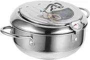 HAKIDZEL 1pc Small Tempura Frying Pot Non Stick Fryer for Japanese Cuisine Compact Induction Cooker with Oil Rack and Return Easy to Use Natural Color for Home Cooking