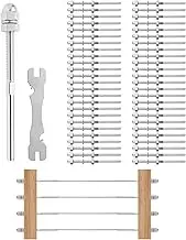 VEVOR 51 Pack Cable Railing Swage Threaded Stud Tension End Fitting for 3.2mm Deck, T316 Stainless Steel Tensioner for Wood/Metal Post, Silver