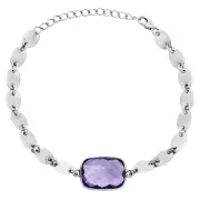 Premium Amethyst Checker Briolette - Brazil 925 Silver Bracelet Jewelry B-1044