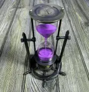 Vintage Nautical Purple Sand Hourglass Compass Timer Clock Home Décor Gift