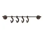 Metal Wall Mount Kitchen Bathroom Towel Hanger 4 Hook Coat Holder Rustic Decor