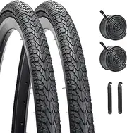 700x35C Bike Tire Replacement Kits 2 Pack, HUIOK 700c Bike Tire Folding Bike Tires Replacement with 2 Tubes and 2 Levers Suitable for Bicycle Tires 700x23C 700x25C 700x28C 700x35C