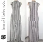 HOUSE OF HARLOW TWO PIECE SET TUNIC & WIDE LEG PANTS STRIPED METALLIC KNIT sz L