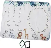 KOMBIUDA 1 Set Blanket Newborn Props Baby Photo Blanket Baby Fleece Blankets Baby Swaddle Wrap Jungle Blankets Baby Growth Chart Blanket Nursery Month Blanket Plush Flannel