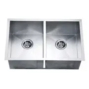 UNDERMOUNT Equal Double Bowl with Zero Radius Corners Kitchen Sink