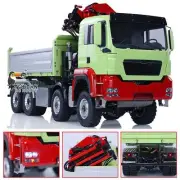 LESU 1/14 8X8 RC Hydraulic 3-Way Dump Truck for PL18EV Crane Dumper Car Sound