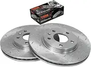 2 x Slotted & Dimple Drilled Front Disc Brake Rotors + Pads for Holden Cruze JG JH 4cyl 1.4L A14NET 1.6L A16LET 1.8L F18D4 2.0L Z20 2009 2010 2011 2012 2013 2014 2015 2016