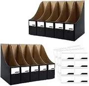 ANSSDO 12 Pack Black Cardboard Magazine Holder Premium Magazine File Holder Magazine Organizer, Magazine Storage Box, Large Volume Magazine File Organizer as Book Bins or Folder Holder for Desk