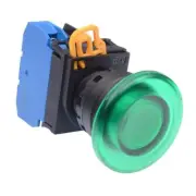 IDEC Green 12V illuminated 22mm Mushroom Maintained Push Button Switch NO IP65