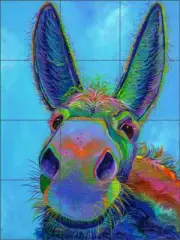 Donkey Tile Backsplash Susan Libby Animal Art Ceramic Mural SLA065