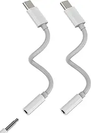 Adapter USB C to Jack Headphone 3.5mm (Pack of 2) for iPhone 16 15 Wired Headphones Compatible with Samsung S24 Headphones DAC AUX Audio Cable for iPad Microphone Type C Connector for Apple