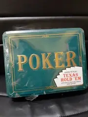 New Professional Poker Texas Hold Em Game Jax Tin Book Chips Tray Cards Dealer