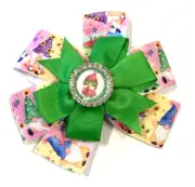Beautiful Gnome with faux diamonds inspired hair bow for girls.