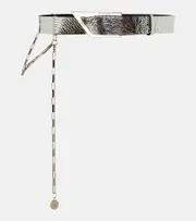 [The Attico] The Attico Leather belt Inch 35.5 silver