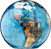 Unique Art 4.3" (110 mm) Diameter Gemstone Globe Paperweight Paper Weight (Bahama Blue Swirl)