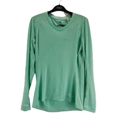 adidas womens t-shirt mint green supernova long sleeve climacool size small