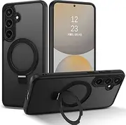 BENTOBEN for Samsung Galaxy S24 FE Case, Magnetic Ring Holder Slim Matte Phone Cases Compatible with Magsafe, Rugged Stand Shockproof Full Body Protective Cover for Samsung S24 FE 5G 6.7 Inch, Black