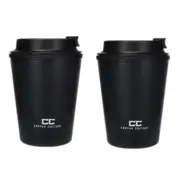 2PK Coffee Culture Eco Double Wall 350ml Reusable Beverage Travel Cup Onyx Black