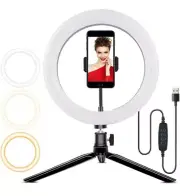 LED Selfie Ring Light 10" Adjustable Tripod Stand & Phone Holder New SHIPS FAST