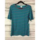 NWT Ladies Lularoe Teal Coral Striped Gigi Top - Large (12/14)