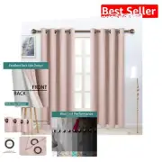 Textured Blush Blackout Curtains - Thermal Insulated Grommet Drapes, Set of 2
