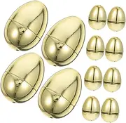 Kisangel 12pcs Golden Eggs Metallic Decoration Favor Large Basket Fillable Eggs Shape ﻿ Pp