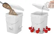 Pet Scene Chicken Feeder Waterer Set 20L Bird Chicken Food Water Dispenser Chick Poultry Chook Drinker Cup Gravity Fed Feeding Drinking System with Stand