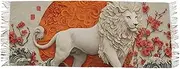 [AIXIWAWA] Women's Pashminas Scarf Art White Lion Print, Shawls Wrap Lightwight with Tassel for Evening Dress Dinner Party, Multicolor
