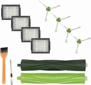 Replacement parts for iRobot Roomba i7 i7+ i3 i3+ i4 i6 i6+ i8 i8+ E5 E6 E7 1 set of multi-surface rubber brushes 4 HEPA filters and 4 side brushes