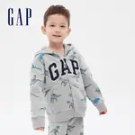 GAP 男幼童裝 LOGO童趣印花連帽外套 碳素軟磨系列-恐龍印花(619743)