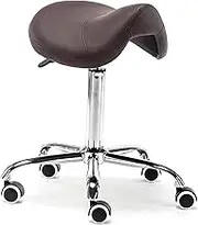 Hydraulic Saddle Stool on Wheels, Modern Swivel Rolling Seat/Salon Chair for SPA Massage, Comfortable Beauty Balance Chair for Healthy Back