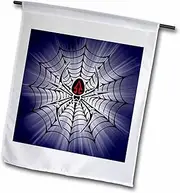 3dRose Black Widow Spider in A Web On White to Blue Background - Garden Flag, 12 by 18"