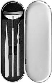 3PCS Eyelash Grafting Tool Kit Eyelash T s Pick S Inspection Mirror Eyelash Extension Tool Set with Storage Box Silver