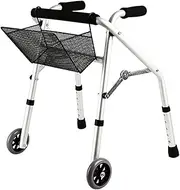 Folding Rollator Walker for Children with 2 Big Wheels, Adjustable Height Lightweight Aluminum Walker for Kids with Cerebral Palsy, 132lb Weight Capacity