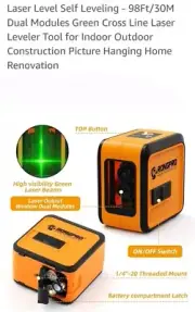 Laser Level Self Leveling - 98Ft/30MDual Modules Green Cross Line Laser Levele