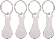 Kisangel 4Pcs Metal Shopping Trolley Tokens Shopping Cart Coin Quarter Portable Key Rings for Convenient Shopping Cart, Silver