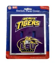 Officially Licensed LSU Tigers White Double Switch Plate Cover Light
