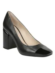 Franco Sarto Roller Pump Black Leather Block Heels 8