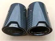 1Pair Car Modification Exhaust tip Tail Throat Stainless Steel Carbon Fibre Exhaust Tip With Matt Carbon Fiber Muffler Tip(1Pair 63-101mm Black)
