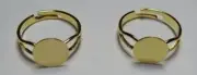 25 GOLD PLATED Adjustable RING BLANKS with Flat 10mm Round pad for Cabs+Beads