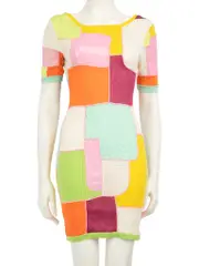 Patchwork Backless Mini Dress