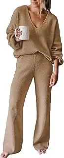 [Fixmatti] Women Knit Crop Tops Flared Pant Cardigan 3 Piece Outfits