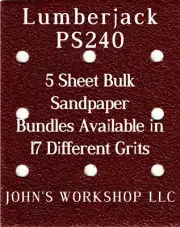 Lumberjack PS240 - 1/4 Sheet - 17 Grits - No-Slip - 5 Sandpaper Bulk Bundles