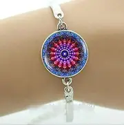 [xiaojiumei] Blue Mandala Yoga Strap Hand Charm Bracelet jewelery Buddhist Spiritual Sacred Geometry Religion