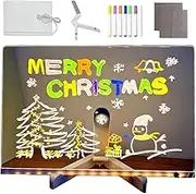 Kivvy Magic Board, Jolly Creative Magic Board, can Repeat Endlessly, DIY 3D Acrylic Writing Pad with Pen Massage Boa-Rd with Led Light and, Display Stand, for School Cafe Home Office (#30 * 20cm)