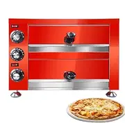 Double Layer Pizza Maker Machine, Commercial Pizza Oven with Adjustable Temperature 0-300℃ and Timing Control, Portable Toaster for Restaurant Home Pretzels Baked