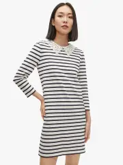 lace collar striped tee dress